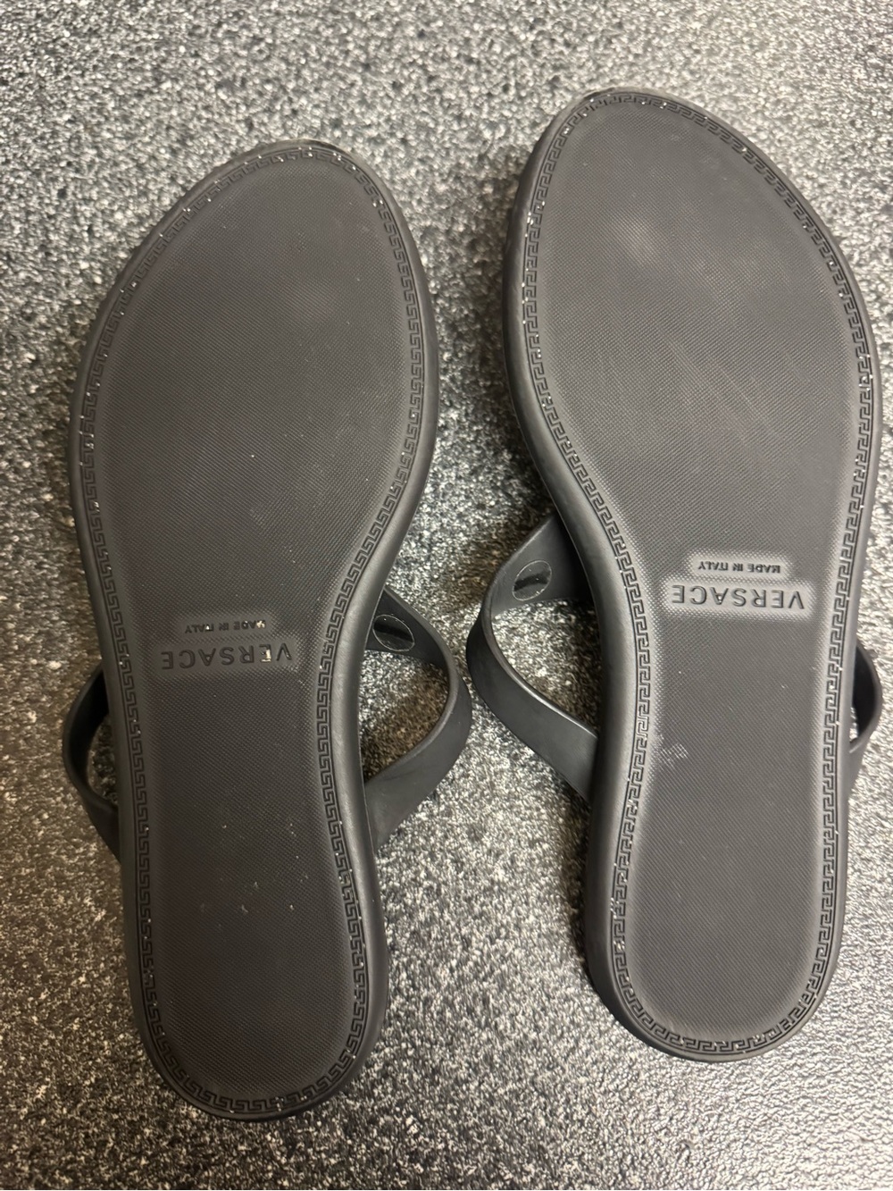 Versace Black and Light Gold Flap Sandals Box Label - Picture 3 of 4